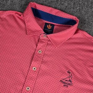Pinehurst Donald Ross Sport Polo Mens Large Pink Polka Dot Performance Golf